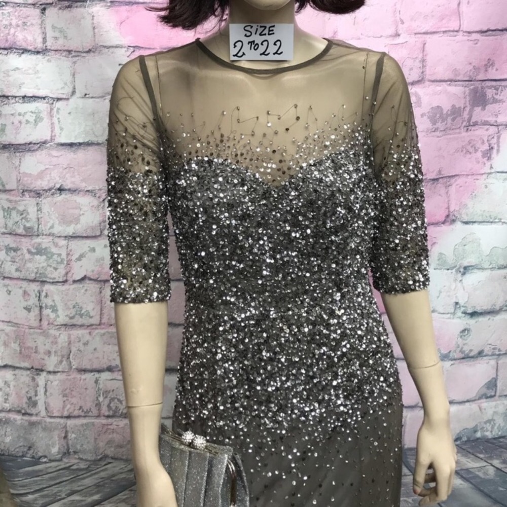 Adrianna papell PLUS SIZE beaded SWEETHEART ILLUSION NECKLINE DRESS - Picture 7 of 16